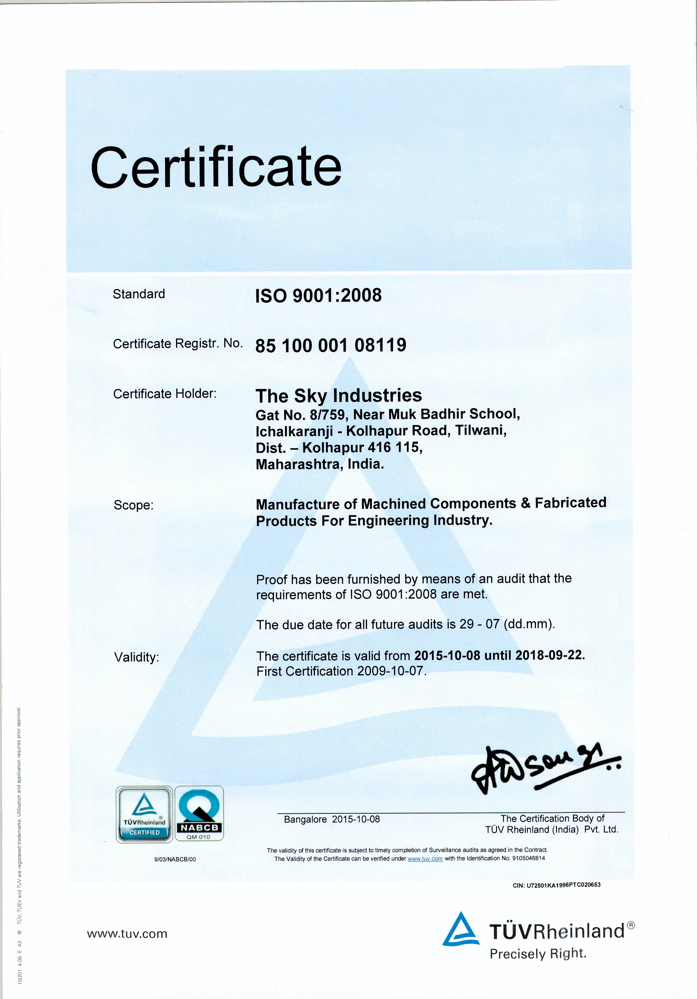 ISO Certificate